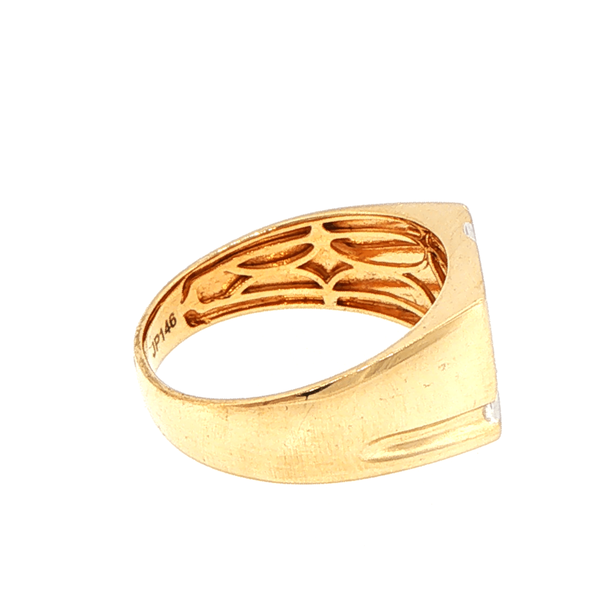 9ct Yellow Gold Diamond Diagonal Signet Ring - Mega Cash Sydney