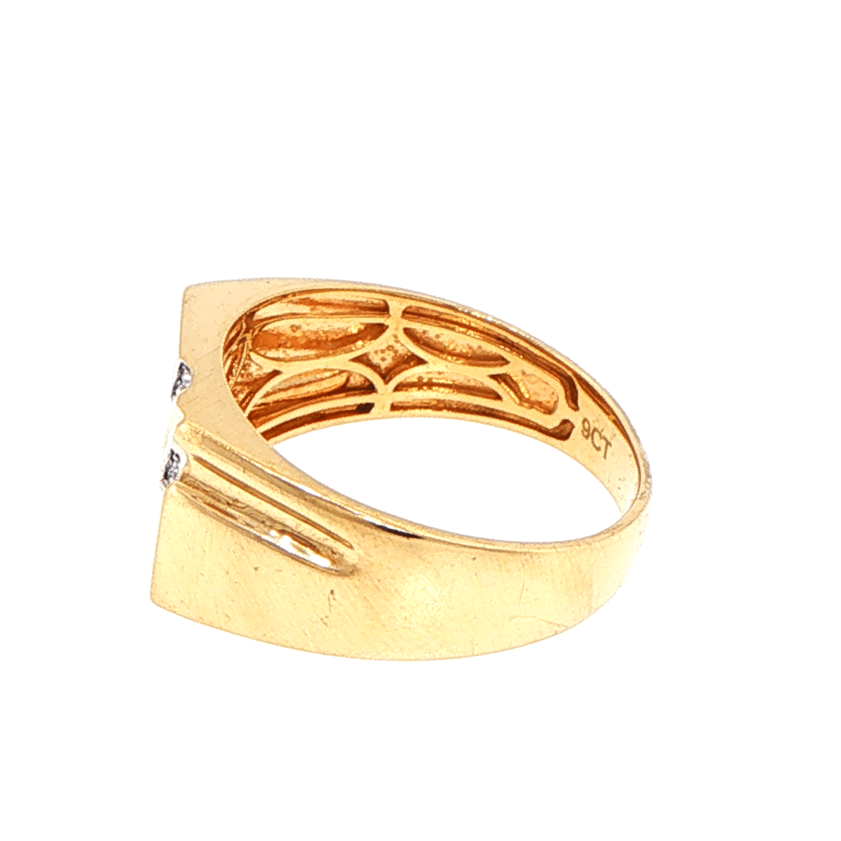 9ct Yellow Gold Diamond Diagonal Signet Ring - Mega Cash Sydney