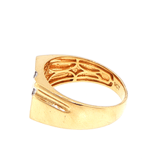 9ct Yellow Gold Diamond Diagonal Signet Ring - Mega Cash Sydney