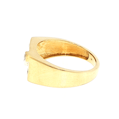 9ct Yellow Gold Diamond Diagonal Stripe Signet Ring - Mega Cash Sydney