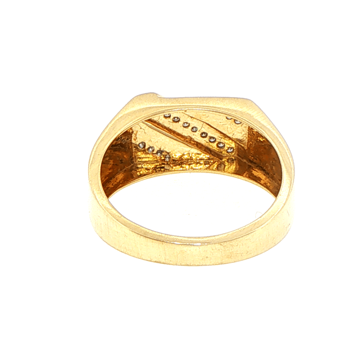 9ct Yellow Gold Diamond Diagonal Stripe Signet Ring - Mega Cash Sydney