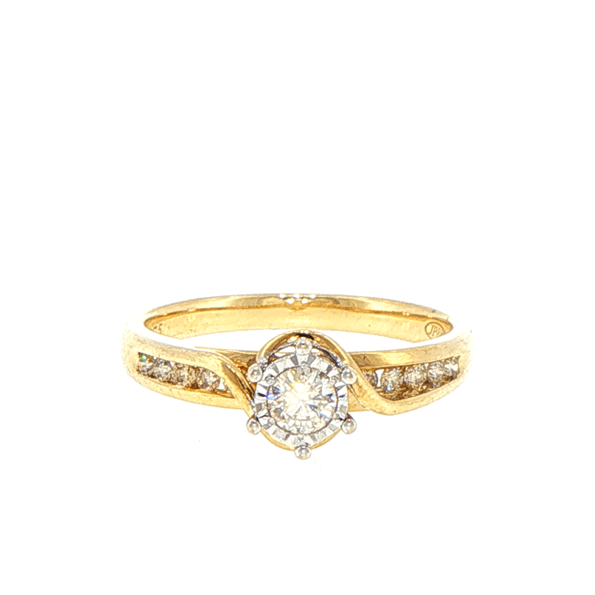 9ct Yellow Gold Diamond Engagement Ring with Channel-Set Accents - Mega Cash Sydney