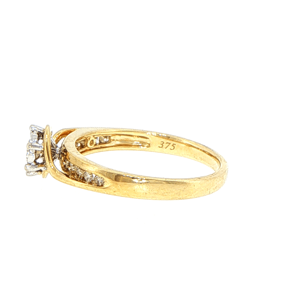 9ct Yellow Gold Diamond Engagement Ring with Channel-Set Accents - Mega Cash Sydney