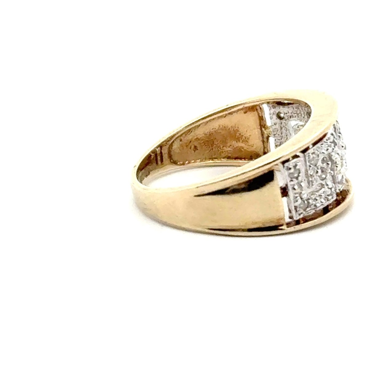 9ct Yellow Gold Diamond Greek Key Openwork Ring - Mega Cash Sydney