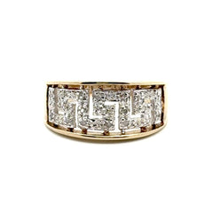 9ct Yellow Gold Diamond Greek Key Openwork Ring - Mega Cash Sydney