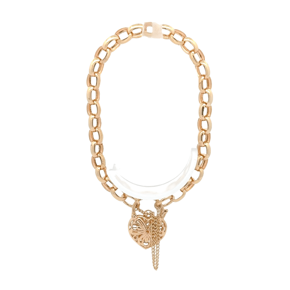 9ct Yellow Gold Diamond Heart Belcher Bracelet - Mega Cash Sydney