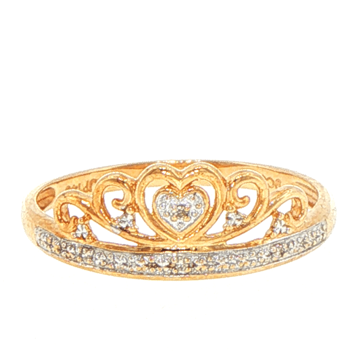 9ct Yellow Gold Diamond Heart Crown Ring - Mega Cash Sydney