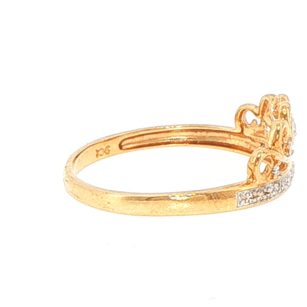 9ct Yellow Gold Diamond Heart Crown Ring - Mega Cash Sydney