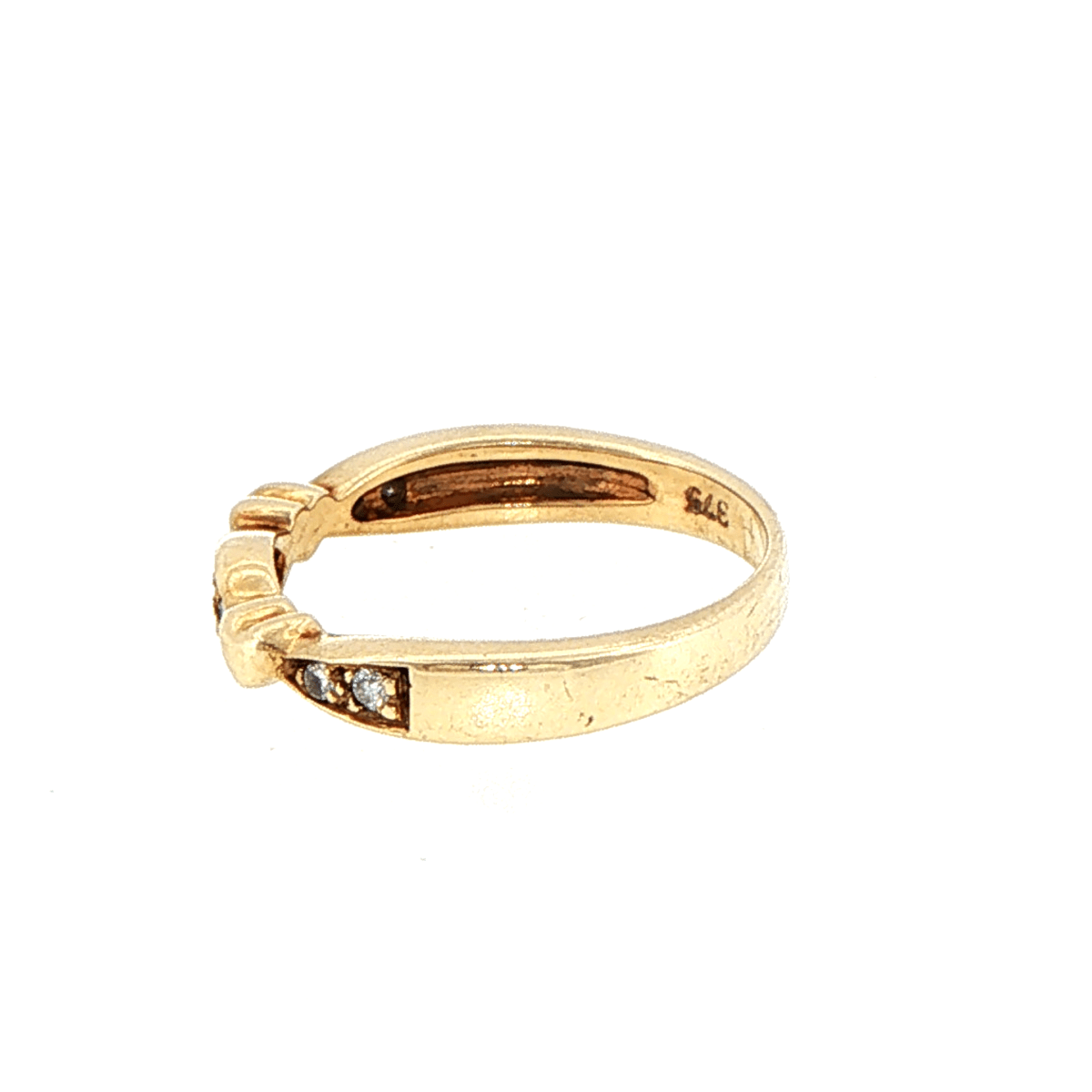 9ct Yellow Gold Diamond Heart Motif Band Ring - Mega Cash Sydney
