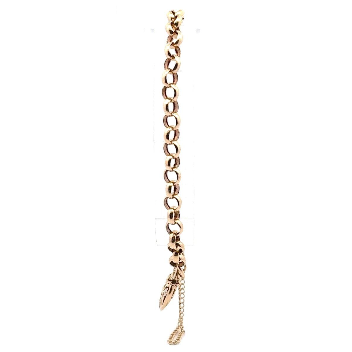 9ct Yellow Gold Diamond Heart Padlock Belcher Bracelet - Mega Cash Sydney