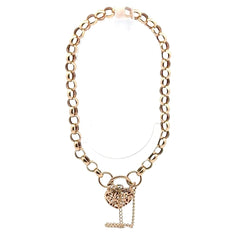 9ct Yellow Gold Diamond Heart Padlock Belcher Bracelet - Mega Cash Sydney