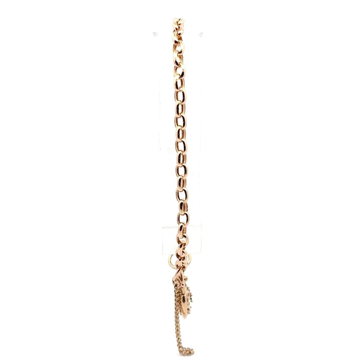 9ct Yellow Gold Diamond Heart Padlock Charm Belcher Bracelet - Mega Cash Sydney