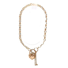9ct Yellow Gold Diamond Heart Padlock Charm Belcher Bracelet - Mega Cash Sydney