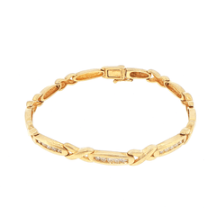 9ct Yellow Gold Diamond Link Chain Bracelet - Mega Cash Sydney