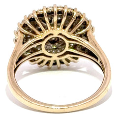 9ct Yellow Gold Diamond Multi-Halo Cluster Cocktail Ring - Mega Cash Sydney