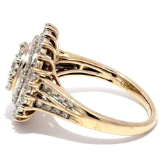 9ct Yellow Gold Diamond Multi-Halo Cluster Cocktail Ring - Mega Cash Sydney