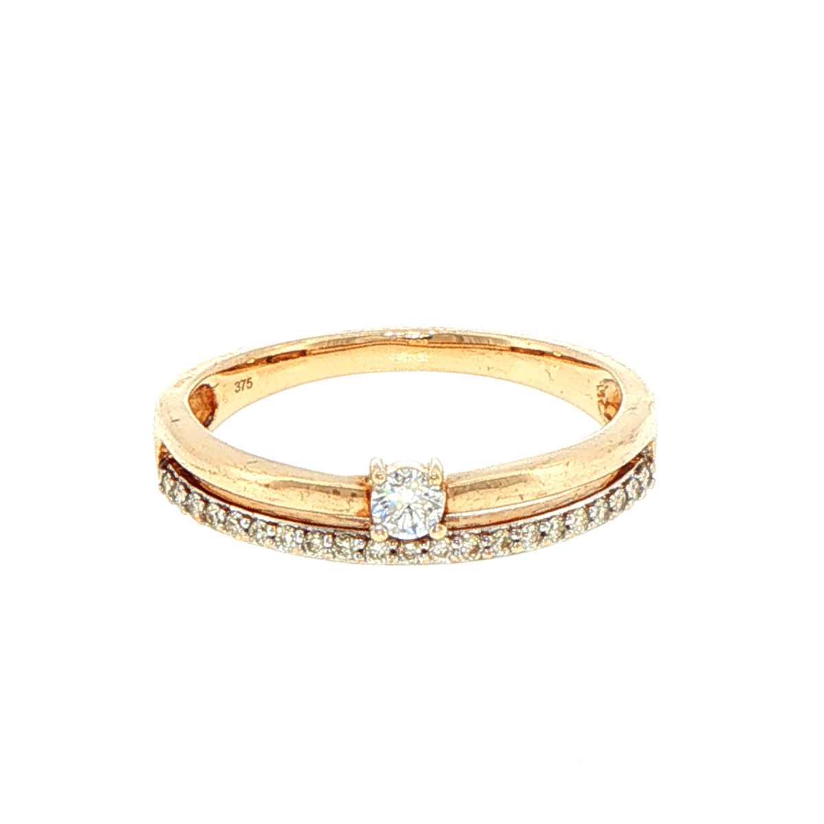9ct Yellow Gold Diamond Solitaire Double Band Ring - Mega Cash Sydney