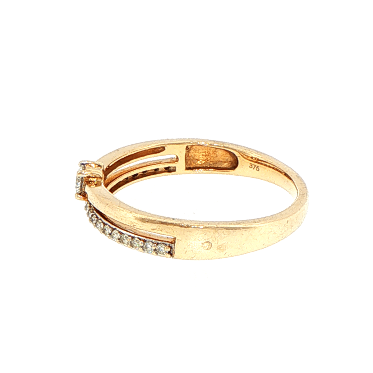 9ct Yellow Gold Diamond Solitaire Double Band Ring - Mega Cash Sydney