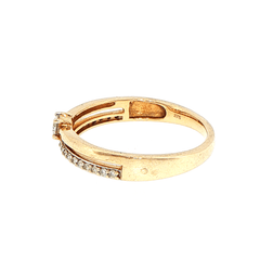 9ct Yellow Gold Diamond Solitaire Double Band Ring - Mega Cash Sydney