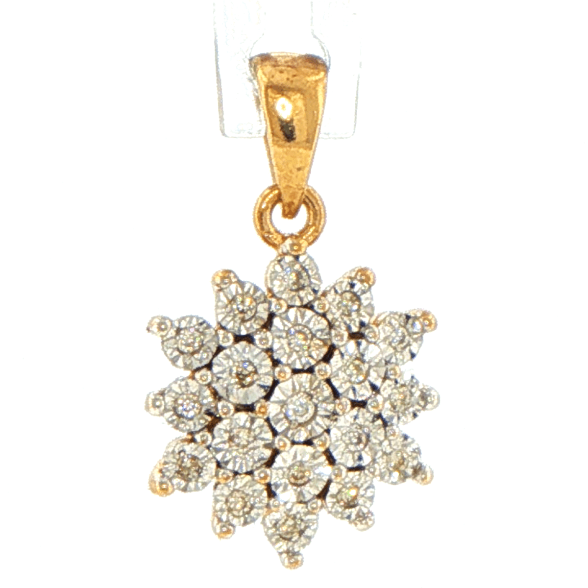 9ct Yellow Gold Diamond Starburst Cluster Pendant - Mega Cash Sydney