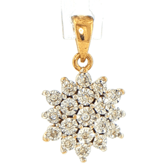 9ct Yellow Gold Diamond Starburst Cluster Pendant - Mega Cash Sydney