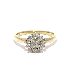 9ct Yellow Gold Diamond Starburst Cluster Ring - Mega Cash Sydney