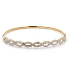 9ct Yellow Gold Diamond Twist Bangle - Mega Cash Sydney