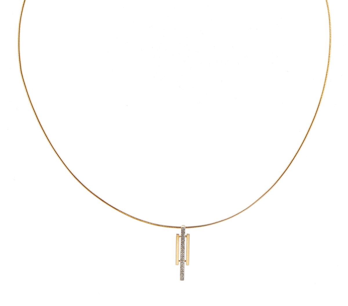 9ct Yellow Gold Diamond Vertical Bar Pendant Serpentine Chain - Mega Cash Sydney