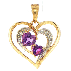 9ct Yellow Gold Double Heart Diamond Pendant - Mega Cash Sydney