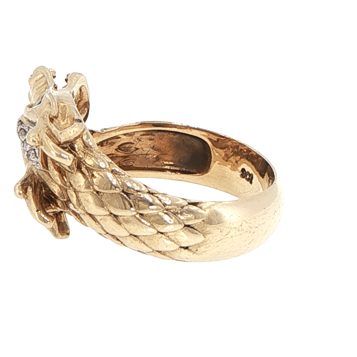 9ct Yellow Gold Dragon Cocktail Ring with Sapphire Eyes - Mega Cash Sydney