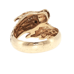 9ct Yellow Gold Dragon Cocktail Ring with Sapphire Eyes - Mega Cash Sydney