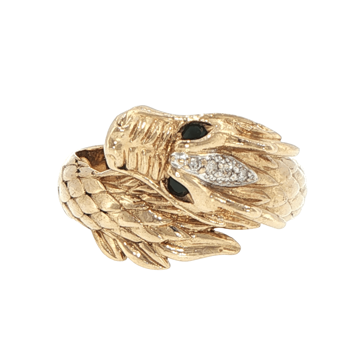 9ct Yellow Gold Dragon Cocktail Ring with Sapphire Eyes - Mega Cash Sydney