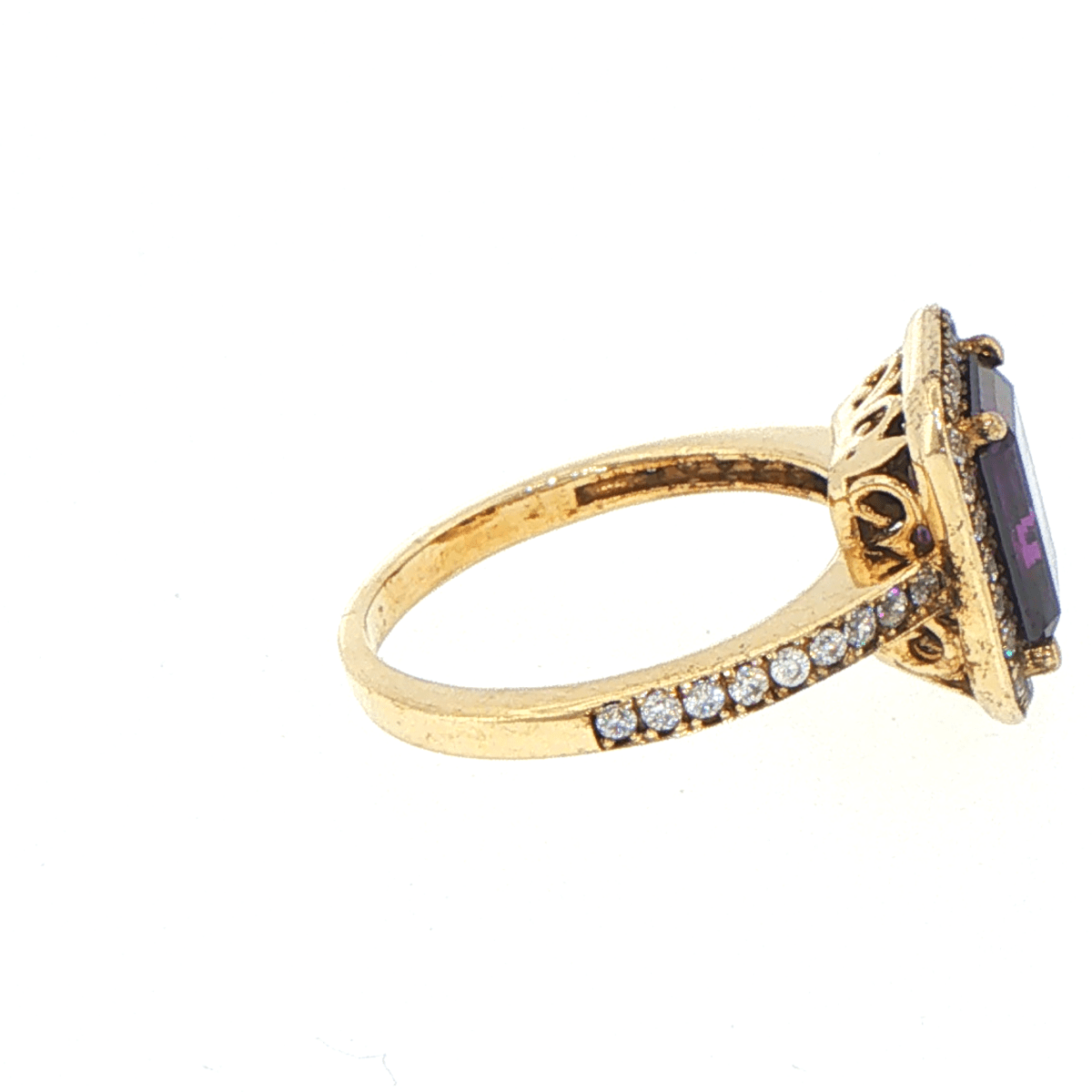 9ct Yellow Gold Emerald-Cut Purple Halo Cocktail Ring - Mega Cash Sydney