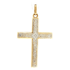 9ct Yellow Gold Engraved Scrollwork Cross Pendant - Mega Cash Sydney