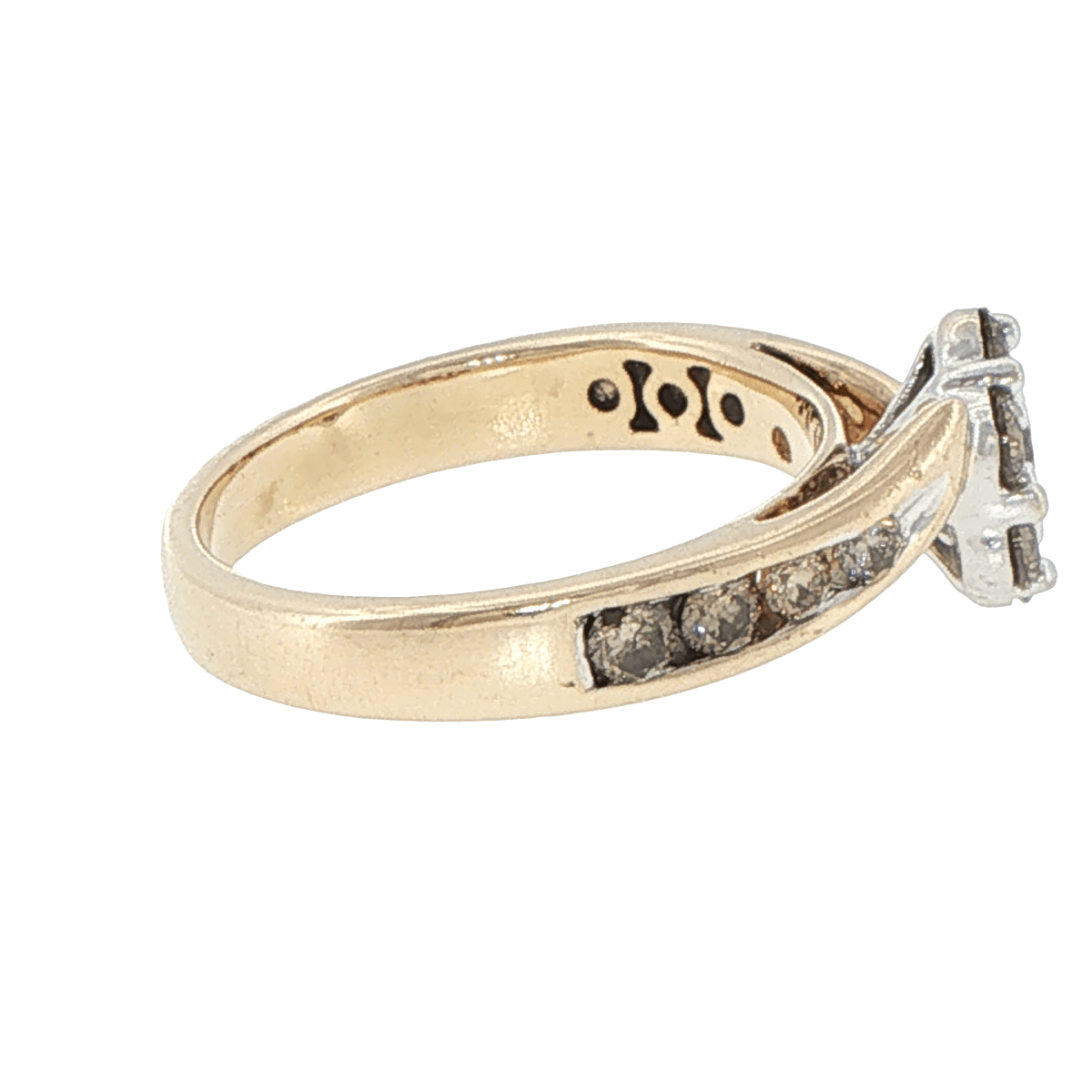 9ct Yellow Gold Fancy Brown Diamond Floral Bypass Ring - Mega Cash Sydney