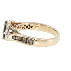 9ct Yellow Gold Fancy Brown Diamond Floral Bypass Ring - Mega Cash Sydney