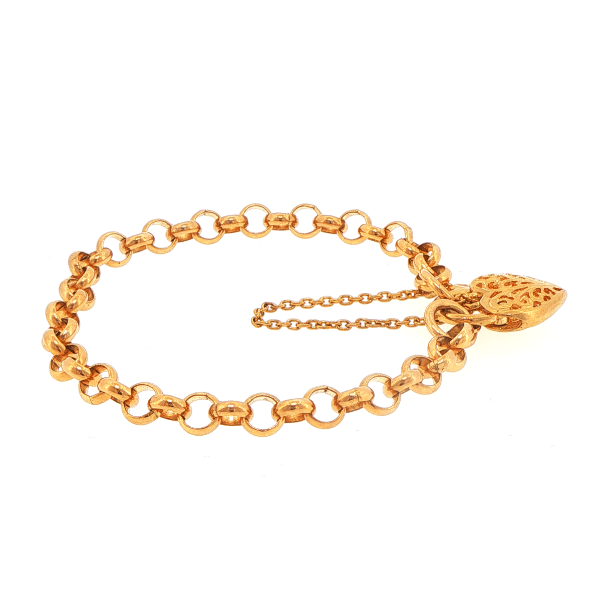 9ct Yellow Gold Filigree Heart Padlock Charm Bracelet - Mega Cash Sydney