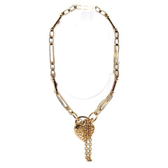 9ct Yellow Gold Gate Bracelet with Heart Locket Chain Tassel - Mega Cash Sydney
