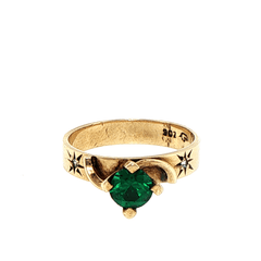 9ct Yellow Gold Green Stone Ring with Starburst Accents - Mega Cash Sydney