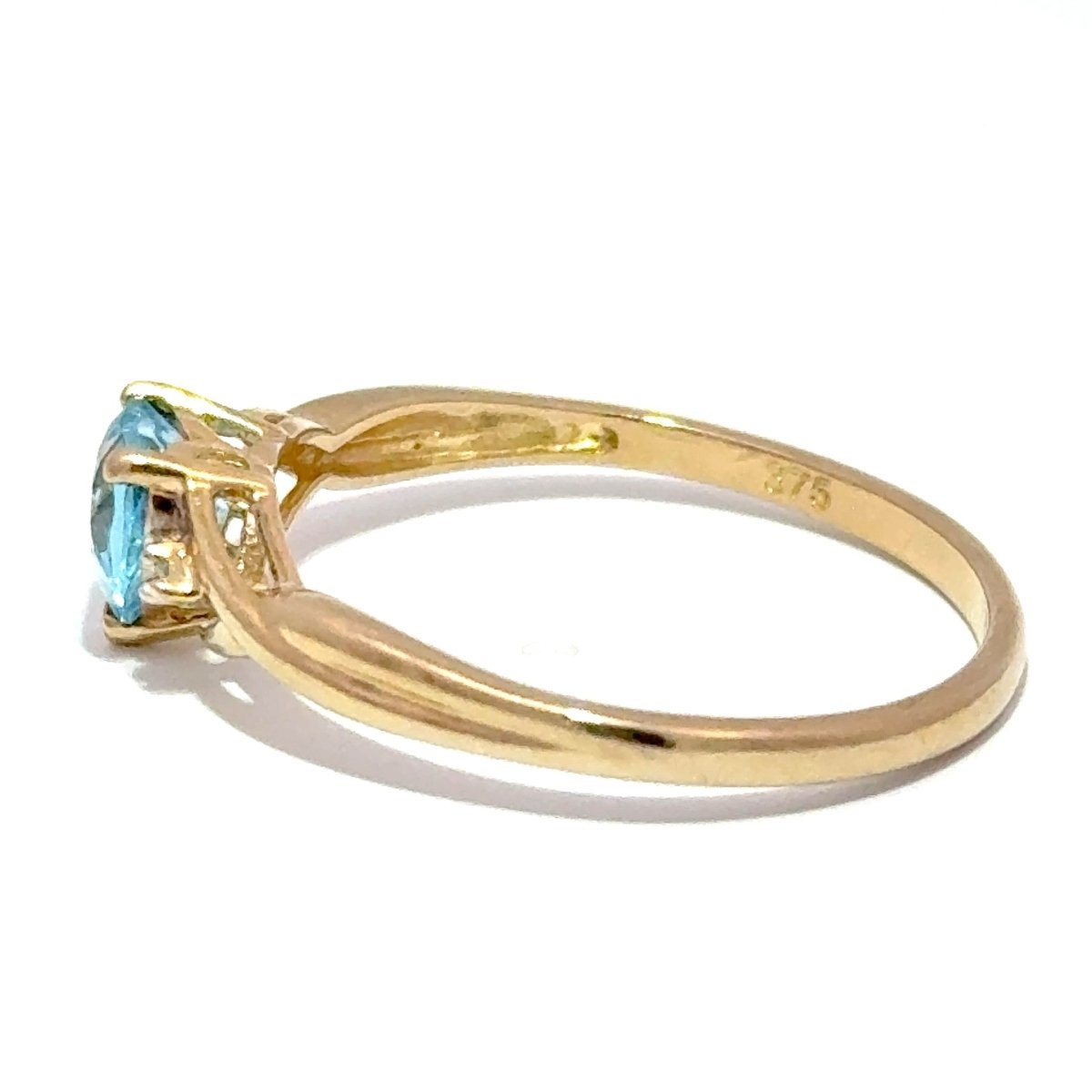 9ct Yellow Gold Heart-Shaped Blue Topaz Ring - Mega Cash Sydney