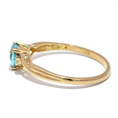 9ct Yellow Gold Heart-Shaped Blue Topaz Ring - Mega Cash Sydney