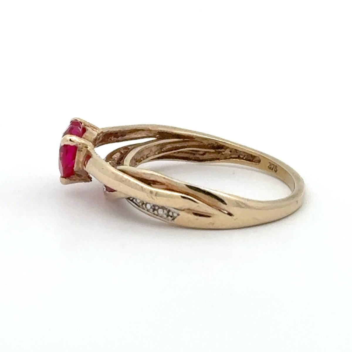 9ct Yellow Gold Heart-Shaped Red Multi-Stone Ring - Mega Cash Sydney
