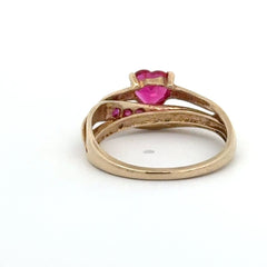 9ct Yellow Gold Heart-Shaped Red Multi-Stone Ring - Mega Cash Sydney