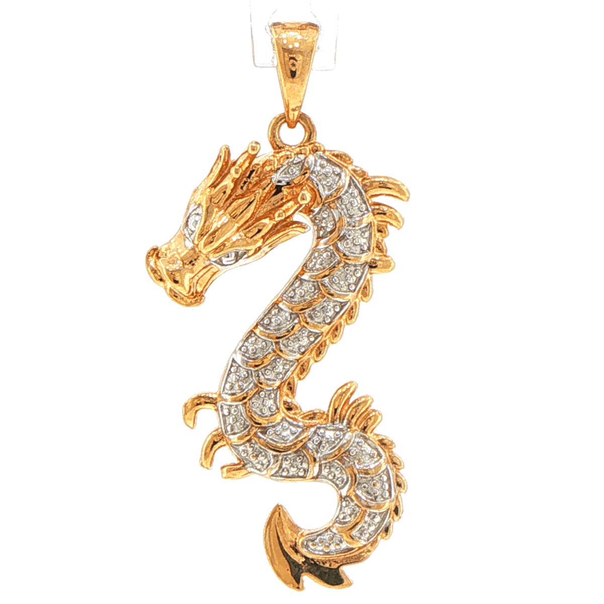 9ct Yellow Gold Illusion Accent Sculpted Dragon Pendant - Mega Cash Sydney