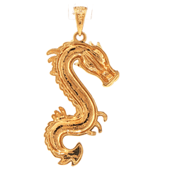 9ct Yellow Gold Illusion Accent Sculpted Dragon Pendant - Mega Cash Sydney