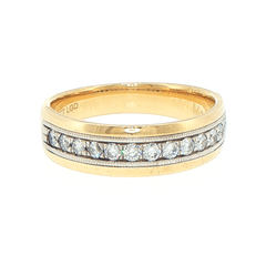 9ct Yellow Gold Lab-Grown Diamond Channel Set Milgrain Wedding Band - Mega Cash Sydney