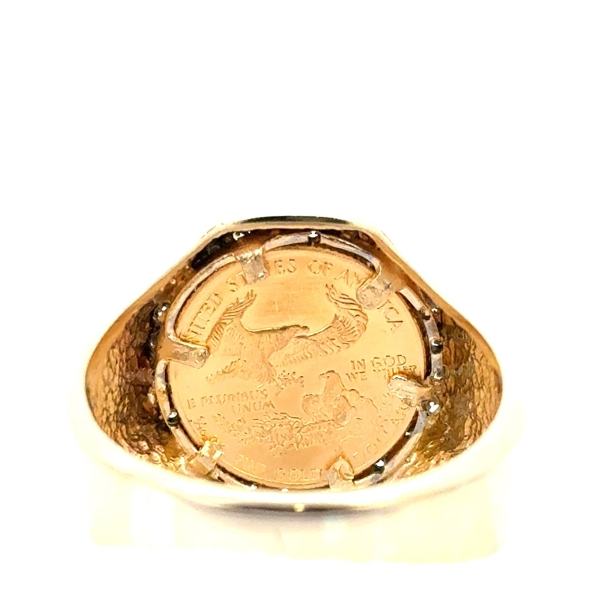 9ct Yellow Gold Liberty Coin Signet Ring with Diamond Halo - Mega Cash Sydney