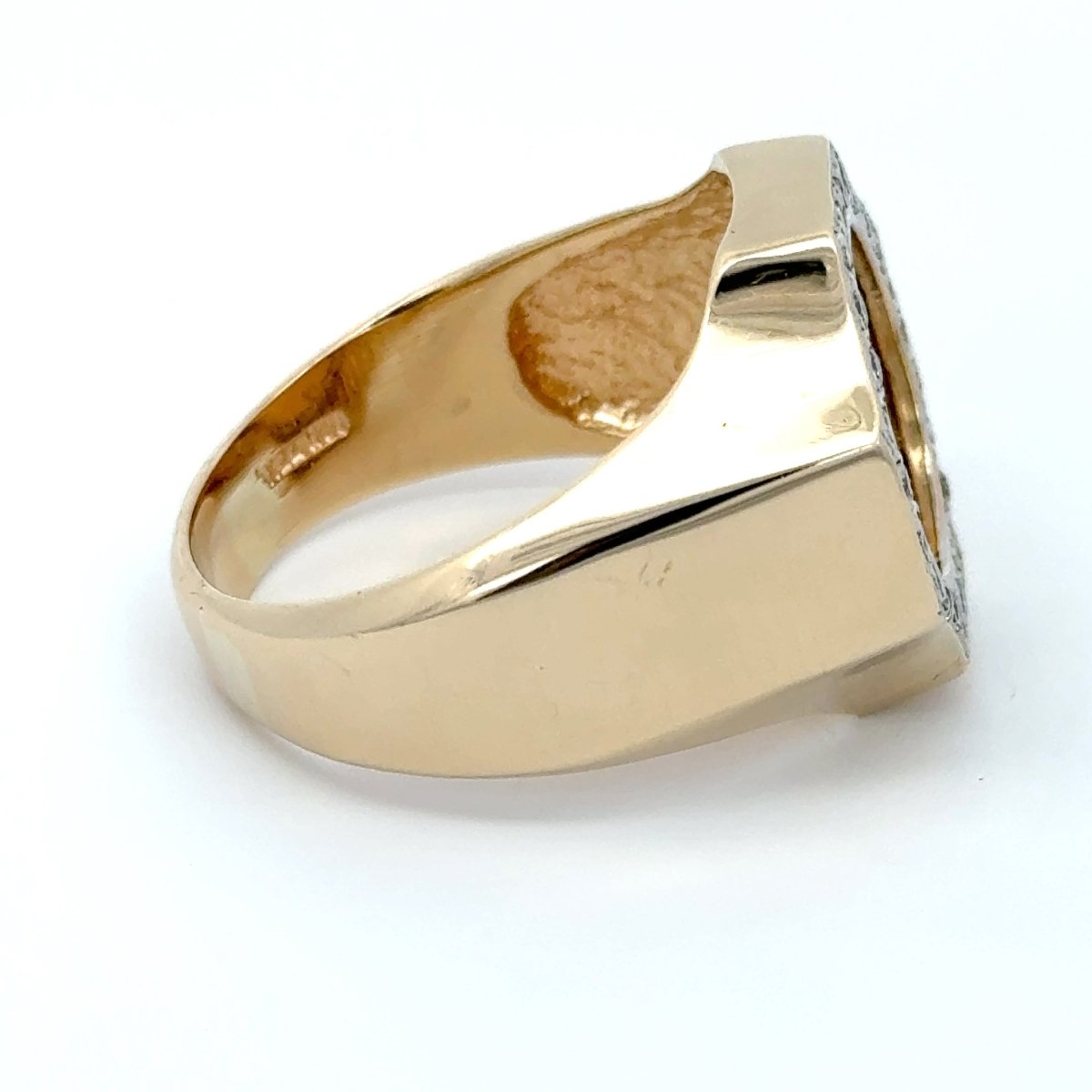 9ct Yellow Gold Liberty Coin Signet Ring with Diamond Halo - Mega Cash Sydney