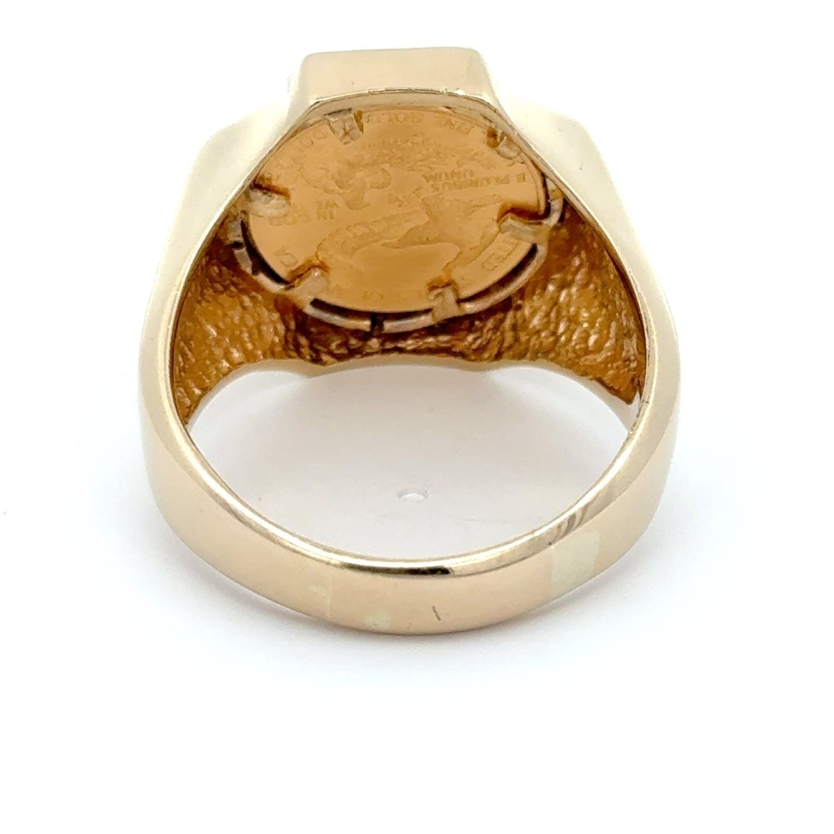 9ct Yellow Gold Liberty Coin Signet Ring with Diamond Halo - Mega Cash Sydney