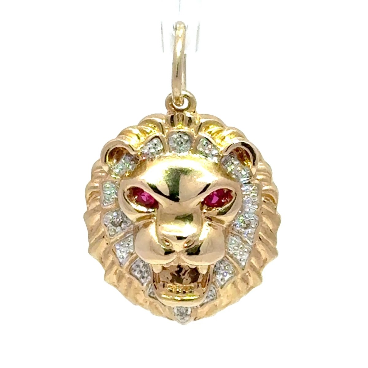 9ct Yellow Gold Lion Head Pendant with Ruby Eyes - Mega Cash Sydney